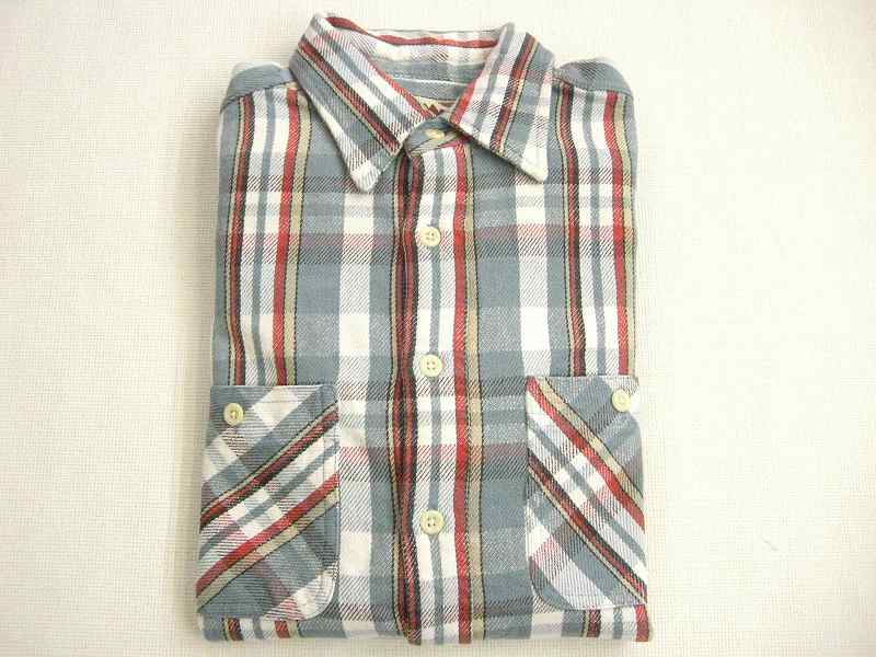 CAMCO フランネルシャツ　 サックス×レッド