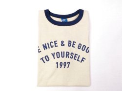 画像1: グッドオン　 半袖リンガープリントTシャツ   BE NICE    ネイビー