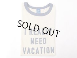 画像1: グッドオン　 半袖リンガープリントTシャツ   NEED VACATION    スモーキーブルー