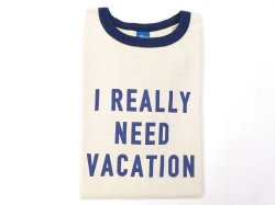 画像1: グッドオン　 半袖リンガープリントTシャツ   NEED VACATION    　ネイビー