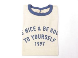 画像1: グッドオン　 半袖リンガープリントTシャツ   BE NICE    スモーキーブルー