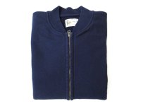 FELCO  　CLASSIC FIT 16oz TERRY ZIP BASEBALL NECK W/SLASH POCKET              ITALIAN NAVY