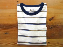画像1: FELCO   S/S CREW POCKET TEE   CRESER STRIPE                  Natural-Blue& Mustard