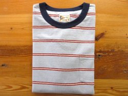 画像1: FELCO   S/S CREW POCKET TEE   CRESER STRIPE                  L.Blue-White& Burgundy