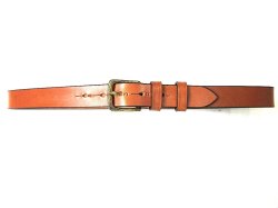 画像1:  Hardy&Cleverley     28mmSTIRRUPレザーベルト　     Lt Havana/Brass　