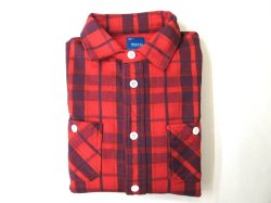 画像1: GOOD ON  フランネルチェックスウェット シャツジャケット     SCARLET