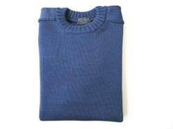 画像1: MANIFATTURA CECCARELLI         CREW NECK GUERNSEY SWEATER　　   MID BLUE