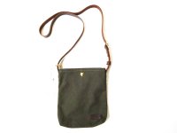 HERITAGE LEATHER　   　CANVAS SACOCHE BAG W/LEATHER STRAP　　　OLIVE