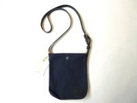 HERITAGE LEATHER　   　CANVAS SACOCHE BAG W/LEATHER STRAP　　　NAVY