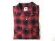 FOB FACTORY  F3519　 CHCK OPEN COLLAR SHIRT　　    RED
