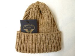 画像1: ハイランド２０００　アルパカ/ブリティッシュウール　２×１ワッチキャップ　ショートレングス　　キャメル