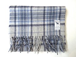 画像1: HIL TOP   Lambs wool  Scarf      　　　　ライトグレー×ネイビー