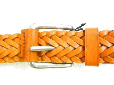 画像1: アングロレザークラフト　レザー　メッシュベルト　３０mm　Braided  ライトブラウン