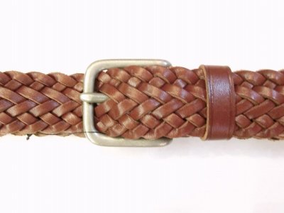 画像1: アングロレザークラフト　　　３０mm 9PLAIT 　Braided メッシュベルト　　 ブラウン