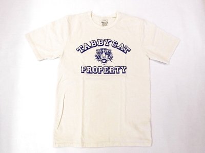 画像1: ミクスタ　　S/SクループリントTシャツ　　　　TABBY CAT  ナチュラル