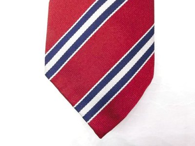 画像1: バタク  レジメンタルタイ   レッド×シルバー×ネイビー