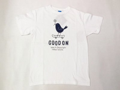 画像1: グッドオン　プリント 半袖クルーTシャツ BLUE BIRD    ホワイト×ネイビー