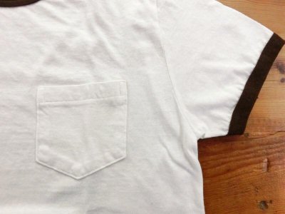 画像2: フェルコ 半袖クルーネックリンガーTシャツ　  オフホワイト×ブラウン