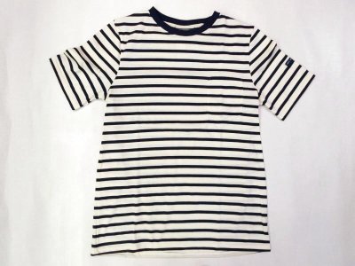 画像1: セントジェームス  半袖メンズクルーネック半袖ボーダーTシャツ　ECRU/NAVY