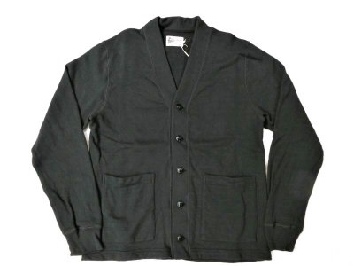 画像1: FELCO   　12oz TERRY V NECK BUTTON CARDIGAN          ブラック