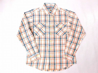 画像1: CAMCO  L/S   PLAID WORKシャツ          ナチュラル×ブルー×オレンジ