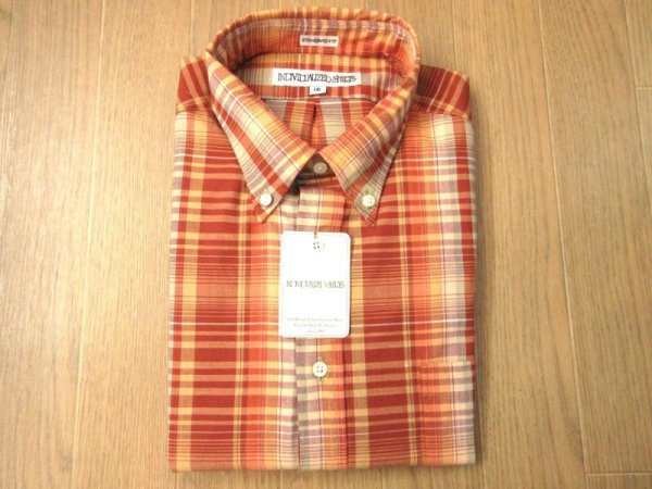画像1: インディビジュアライズドシャツ　　半袖POP-OVER  (プルオーバー) マドラスシャツ　　 SUNSET (1)