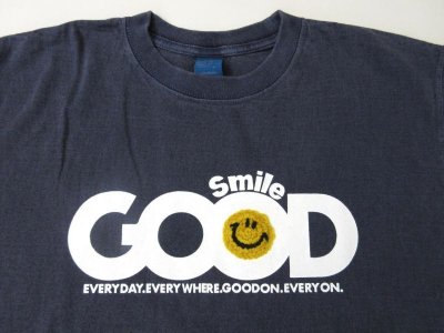 画像2: グッドオン　    "GOOD SMILE" W/HAND EMB S/S TEE      P-NAVY