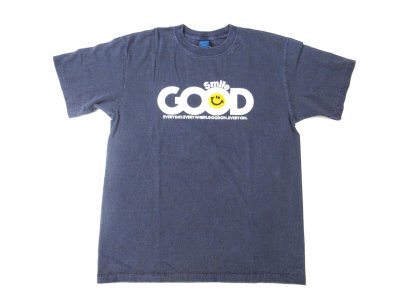 画像1: グッドオン　    "GOOD SMILE" W/HAND EMB S/S TEE      P-NAVY