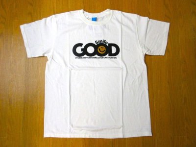 画像1: グッドオン　    "GOOD SMILE" W/HAND EMB S/S TEE      WHITE