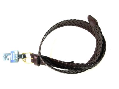 画像1: THOMAS BATES   ASHLEY BRAIDED LEATHER  BELT         BROWN