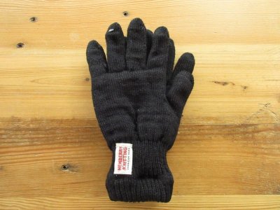 画像1: NEWBERRY KNITTING    Lined Rag Wool Glove         BLACK