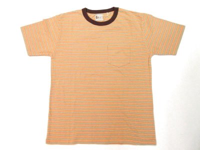 画像1: FELCO     S/S CREW POCKET TEE  SUMMER STRIPE    Lt ORANGE/BROWN