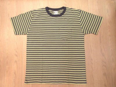 画像1: FELCO     S/S CREW POCKET TEE  SUMMER STRIPE      CHARCOAL.YELLOW/ NAVY