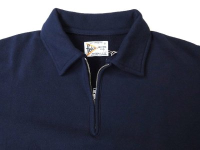 画像2: FELCO   半袖10oz LT WEIGHT TERRY  HALF ZIP  SWEAT           ITALIAN NAVY