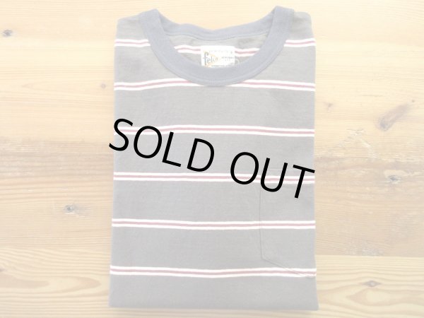 画像1: FELCO   S/S CREW POCKET TEE   CRESER STRIPE                  Deep Black-White& Burgundy (1)