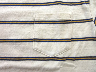 画像2: FELCO   S/S CREW POCKET TEE   CRESER STRIPE                  Natural-Blue& Mustard