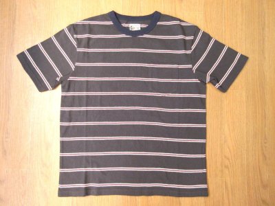 画像1: FELCO   S/S CREW POCKET TEE   CRESER STRIPE                  Deep Black-White& Burgundy