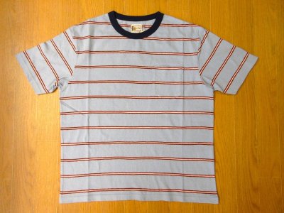 画像1: FELCO   S/S CREW POCKET TEE   CRESER STRIPE                  L.Blue-White& Burgundy