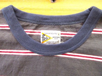画像3: FELCO   S/S CREW POCKET TEE   CRESER STRIPE                  Deep Black-White& Burgundy
