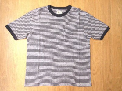 画像1: FELCO   S/S RINGER POCKET TEE   BOYISH STRIPE             Blue--White& Charcoal