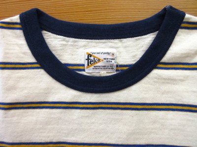 画像3: FELCO   S/S CREW POCKET TEE   CRESER STRIPE                  Natural-Blue& Mustard
