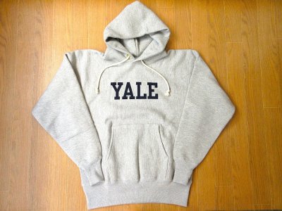 画像1: CHAMPION REVERSE WEAVE フーデッドスウェット TRUE TO ARCHIVES YALE (シルバーグレー×ネイビー)