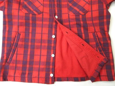 画像2: GOOD ON  フランネルチェックスウェット シャツジャケット     SCARLET