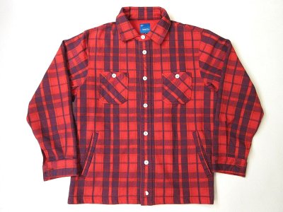画像1: GOOD ON  フランネルチェックスウェット シャツジャケット     SCARLET