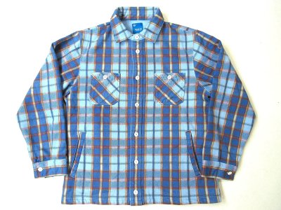 画像1: GOOD ON  フランネルチェックスウェット シャツジャケット     HAZE BLUE