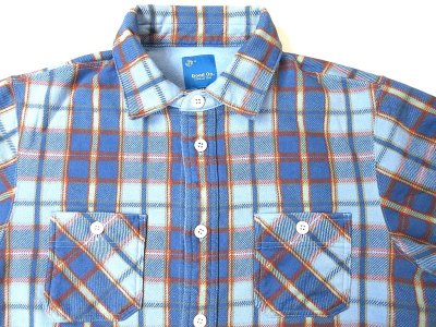 画像3: GOOD ON  フランネルチェックスウェット シャツジャケット     HAZE BLUE