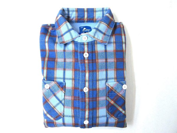 画像1: GOOD ON  フランネルチェックスウェット シャツジャケット     HAZE BLUE (1)