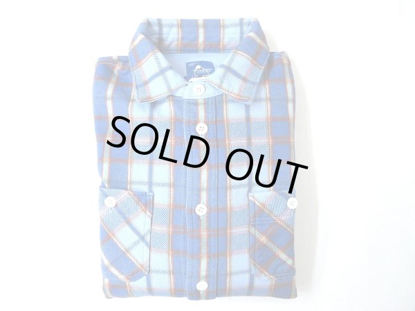 画像1: GOOD ON  フランネルチェックスウェット シャツジャケット     HAZE BLUE (1)