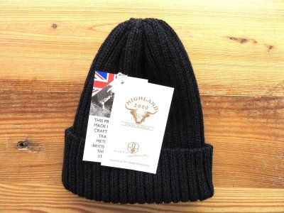 画像1: ハイランド２０００　ブリティッシュウール　ショートレングス　ワッチキャップ    BLACK