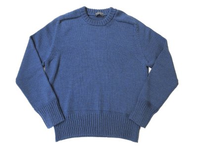 画像1: MANIFATTURA CECCARELLI CREW NECK GUERNSEY SWEATER MID BLUE